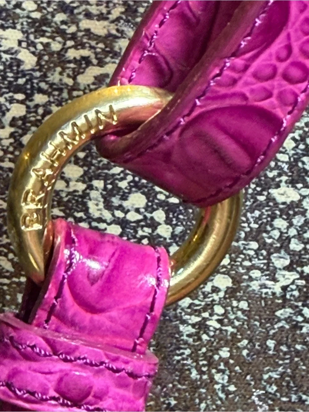 Brahmin Barbiecore Jody Hot Pink Melbourne Croc Leather Crossbody Bag